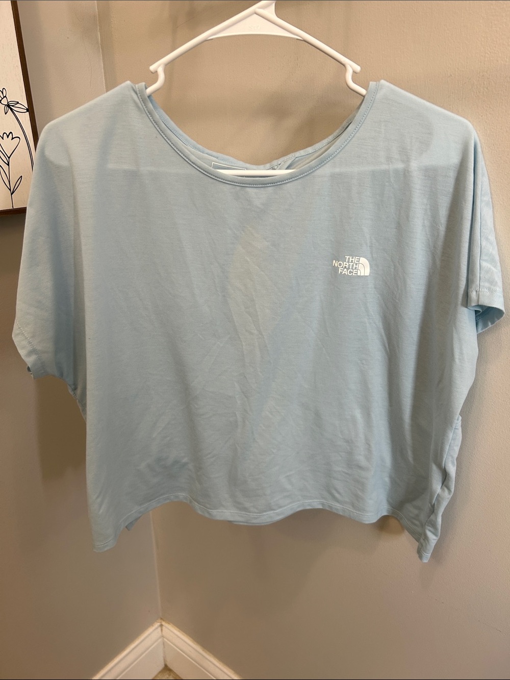 The North Face Women's Pale Blue Cropped Logo Tee